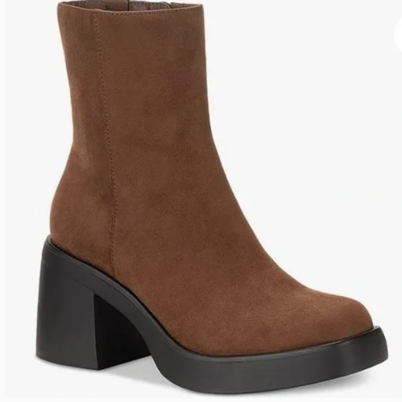 NWT SUN & STONE BLOCK HEEL BOOT IN BROWN SIZE 8 - Picture 1 of 8